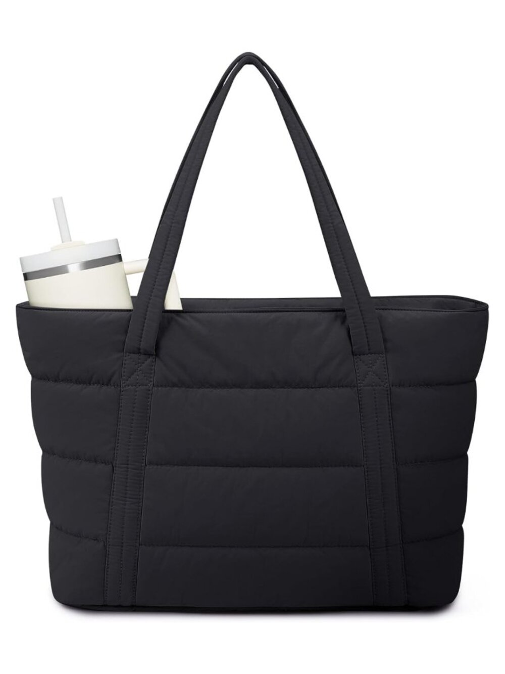 Puffer Tote Bag Nylon Lightweight Travel Gym Shoulder Handbag